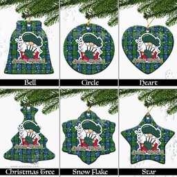Scottish Stirling Tartan Christmas Ornaments with Scottish Gnome Playing Bagpipes Scottish Plaid Tartan Plaid - ScotsTee - scotstee.com
