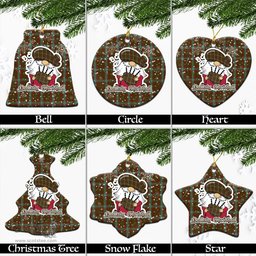 Scottish Seton Hunting Tartan Christmas Ornaments with Scottish Gnome Playing Bagpipes Scottish Plaid Tartan Plaid - ScotsTee - scotstee.com