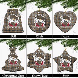 Scottish Thomson Camel Tartan Christmas Ornaments with Scottish Gnome Playing Bagpipes Scottish Plaid Tartan Plaid - ScotsTee - scotstee.com