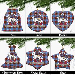 Scottish Trotter Tartan Christmas Ornaments with Scottish Gnome Playing Bagpipes Scottish Plaid Tartan Plaid - ScotsTee - scotstee.com