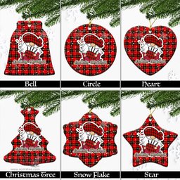 Scottish Wallace Hunting Red Tartan Christmas Ornaments with Scottish Gnome Playing Bagpipes Scottish Plaid Tartan Plaid - ScotsTee - scotstee.com