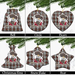 Scottish Stewart Dress Tartan Christmas Ornaments with Scottish Gnome Playing Bagpipes Scottish Plaid Tartan Plaid - ScotsTee - scotstee.com