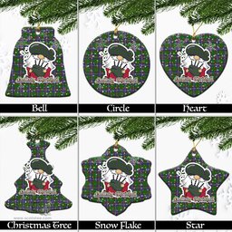 Scottish Strange of Balkaskie Tartan Christmas Ornaments with Scottish Gnome Playing Bagpipes Scottish Plaid Tartan Plaid - ScotsTee - scotstee.com