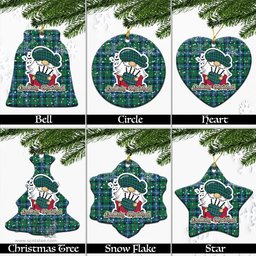 Scottish Urquhart Ancient Tartan Christmas Ornaments with Scottish Gnome Playing Bagpipes Scottish Plaid Tartan Plaid - ScotsTee - scotstee.com