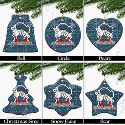 Scottish Sandilands Tartan Christmas Ornaments with Scottish Gnome Playing Bagpipes Scottish Plaid Tartan Plaid - ScotsTee - scotstee.com