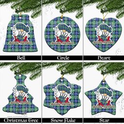 Scottish Sutherland Ancient Tartan Christmas Ornaments with Scottish Gnome Playing Bagpipes Scottish Plaid Tartan Plaid - ScotsTee - scotstee.com