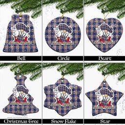 Scottish Stewart of Appin Hunting Dress Tartan Christmas Ornaments with Scottish Gnome Playing Bagpipes Scottish Plaid Tartan Plaid - ScotsTee - scotstee.com