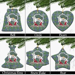 Scottish Whitelaw Tartan Christmas Ornaments with Scottish Gnome Playing Bagpipes Scottish Plaid Tartan Plaid - ScotsTee - scotstee.com