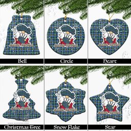 Scottish Weir Ancient Tartan Christmas Ornaments with Scottish Gnome Playing Bagpipes Scottish Plaid Tartan Plaid - ScotsTee - scotstee.com