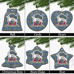 Scottish Stewart of Appin Hunting Ancient Tartan Christmas Ornaments with Scottish Gnome Playing Bagpipes Scottish Plaid Tartan Plaid - ScotsTee - scotstee.com