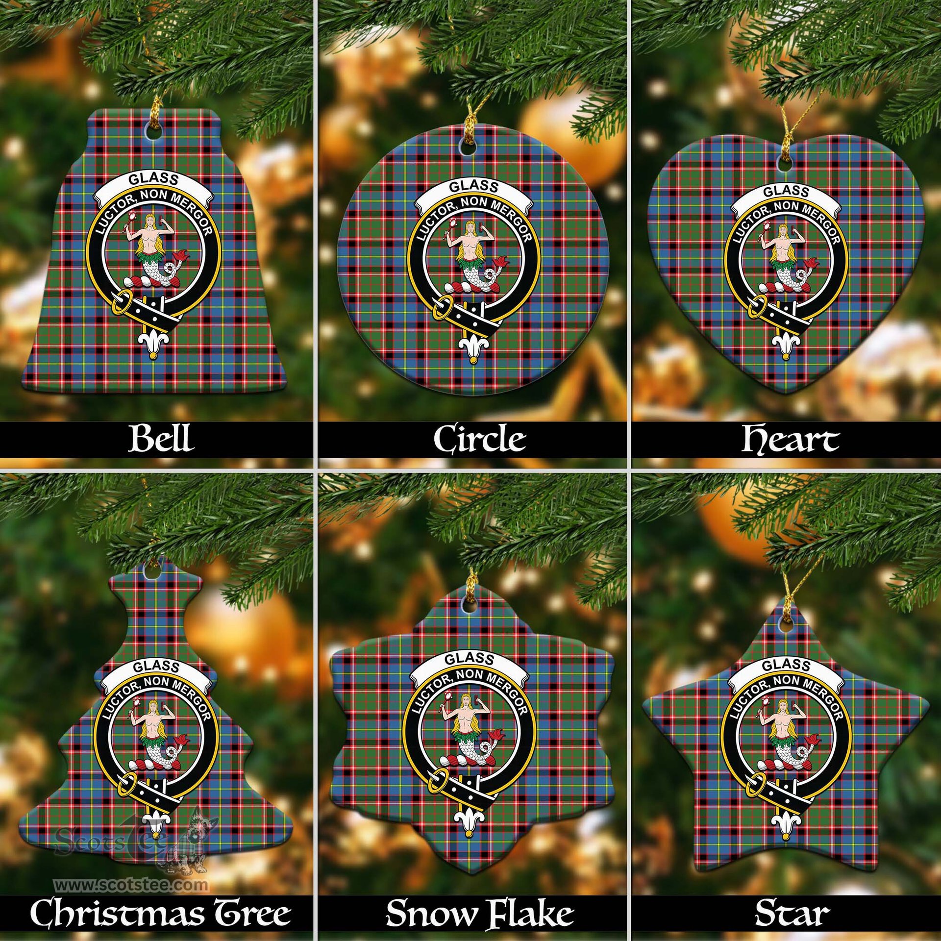 ScotsTee Shop Scottish Glass Clan Crest Tartan Christmas Ornaments