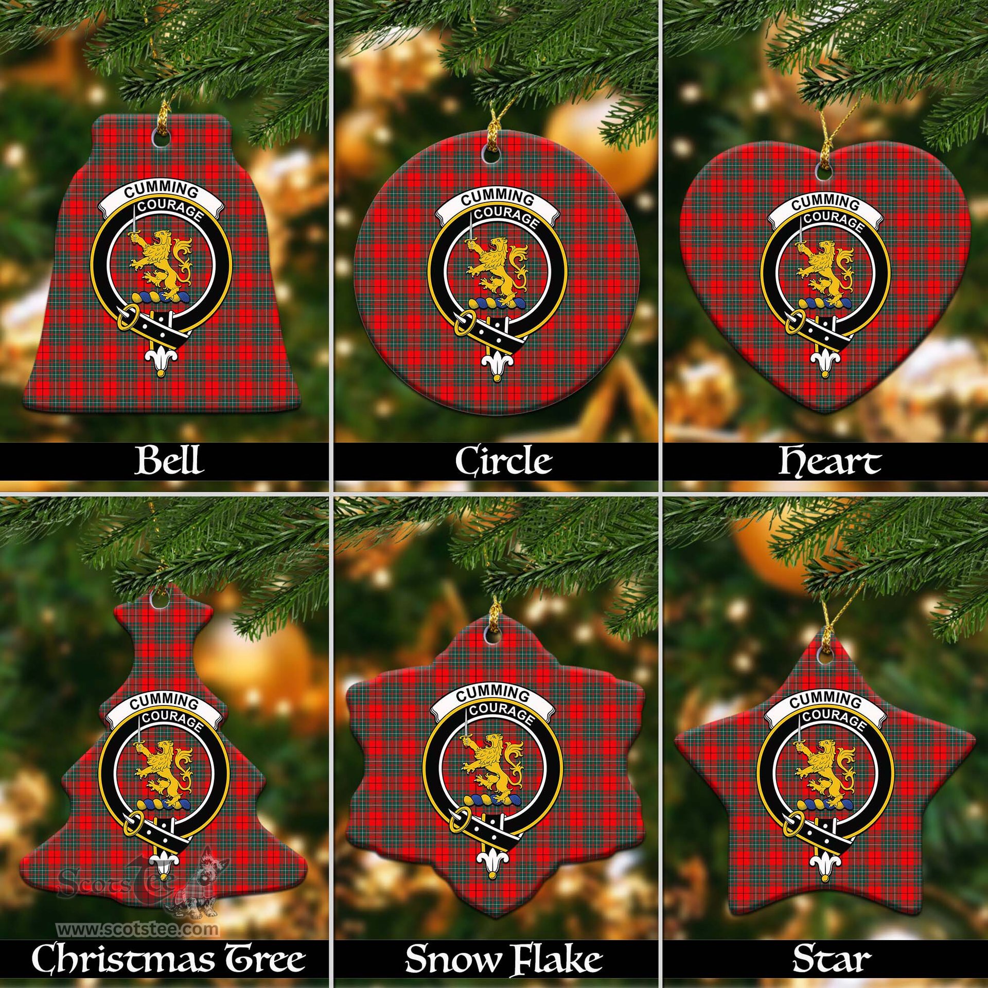 ScotsTee Shop Scottish Cumming Modern Clan Crest Tartan Christmas Ornaments