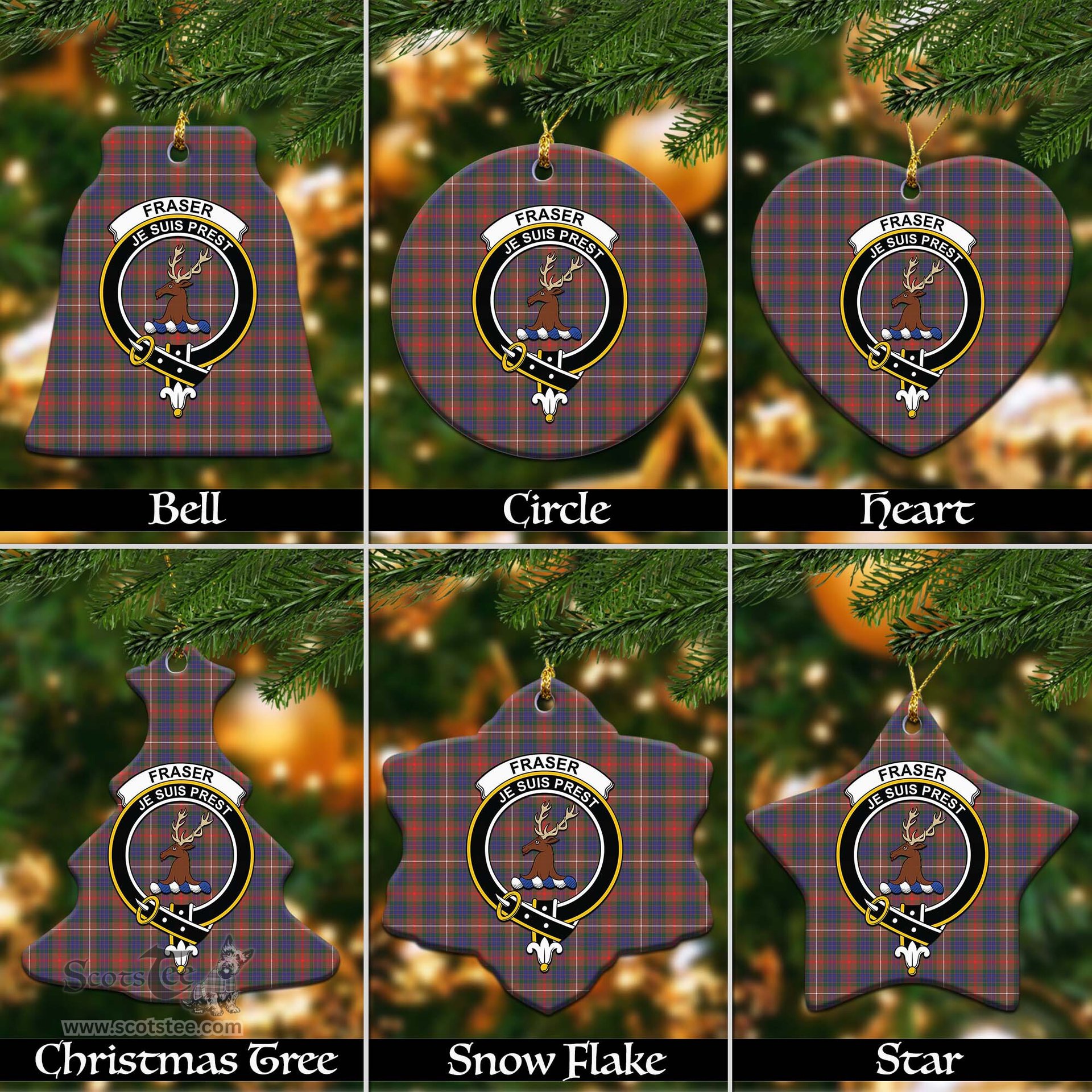 ScotsTee Shop Scottish Fraser Hunting Modern Clan Crest Tartan Christmas Ornaments
