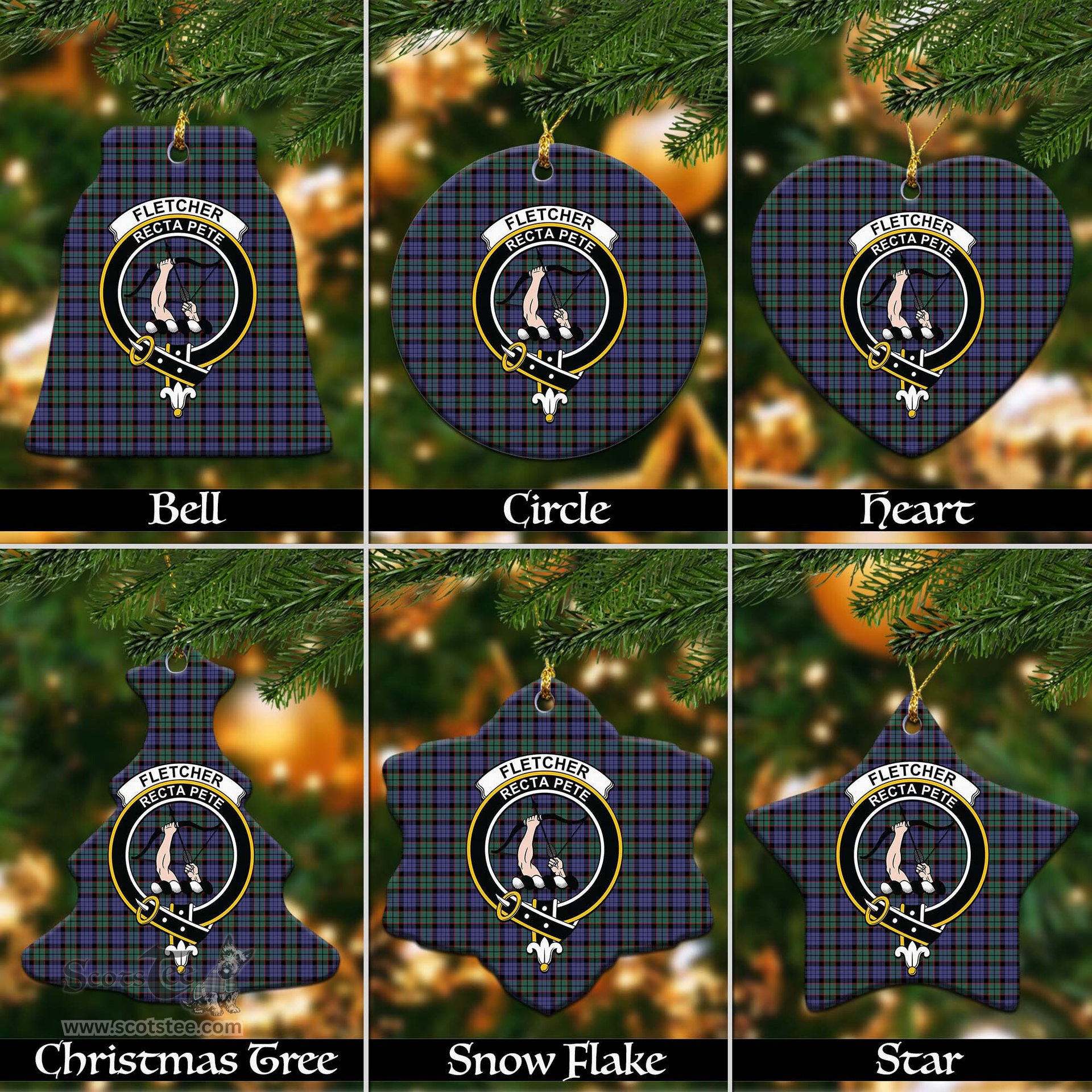 ScotsTee Shop Scottish Fletcher Modern Clan Crest Tartan Christmas Ornaments