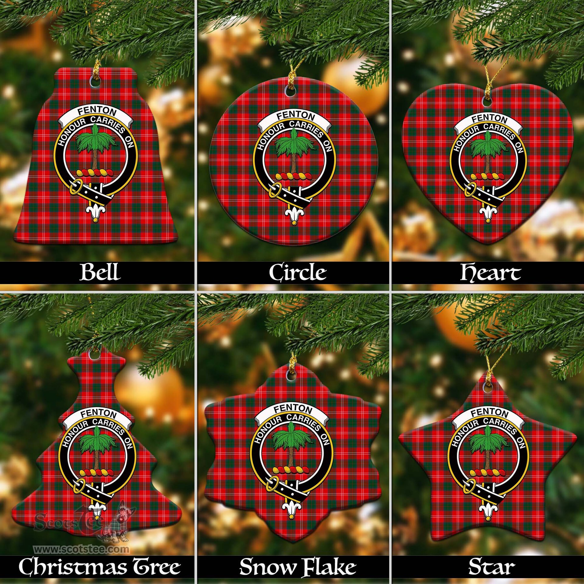ScotsTee Shop Scottish Fenton Clan Crest Tartan Christmas Ornaments
