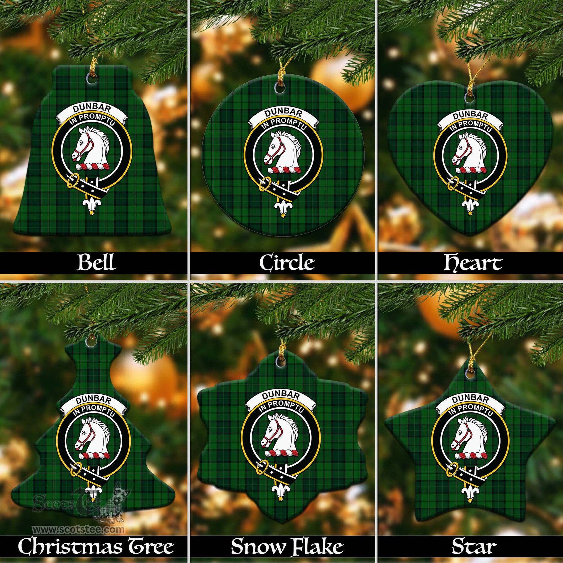 ScotsTee Shop Scottish Dunbar Hunting Clan Crest Tartan Christmas Ornaments