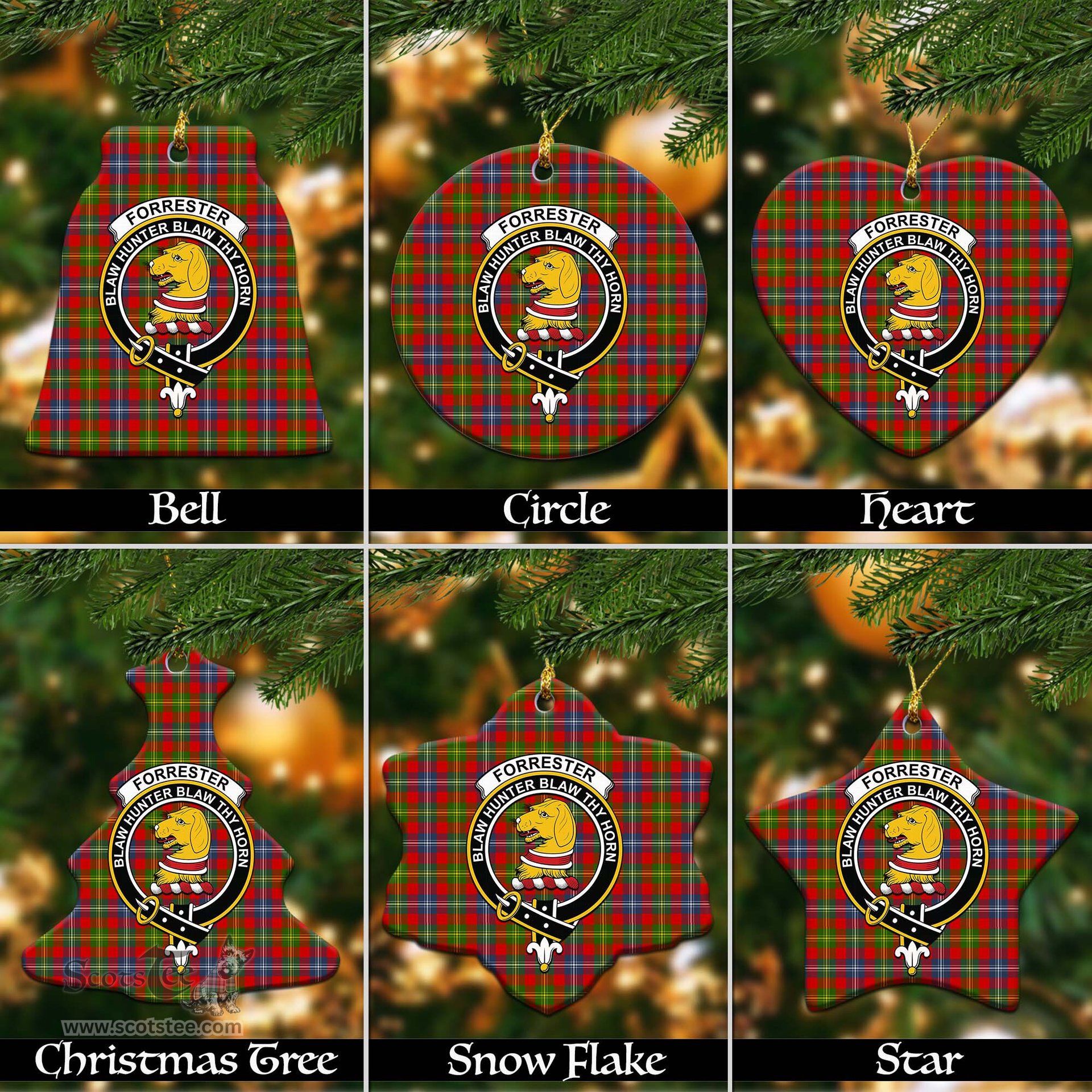 ScotsTee Shop Scottish Forrester Modern Clan Crest Tartan Christmas Ornaments