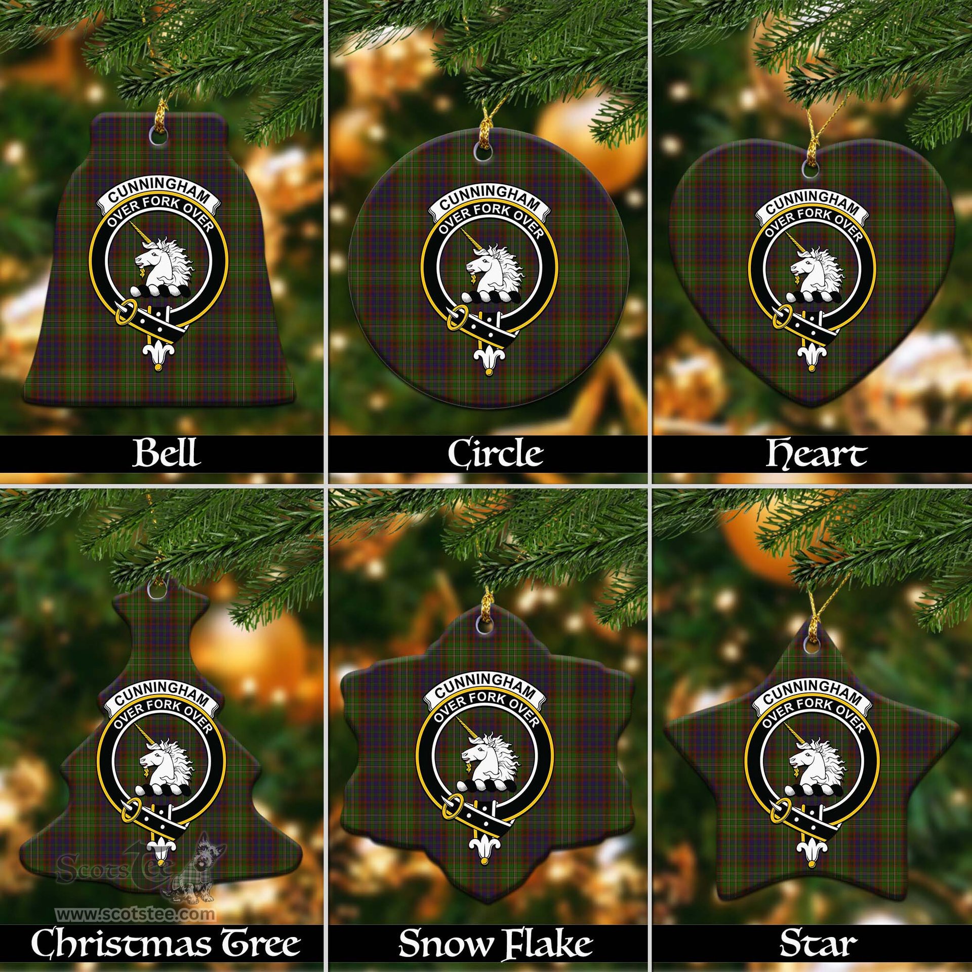 ScotsTee Shop Scottish Cunningham Hunting Modern Clan Crest Tartan Christmas Ornaments
