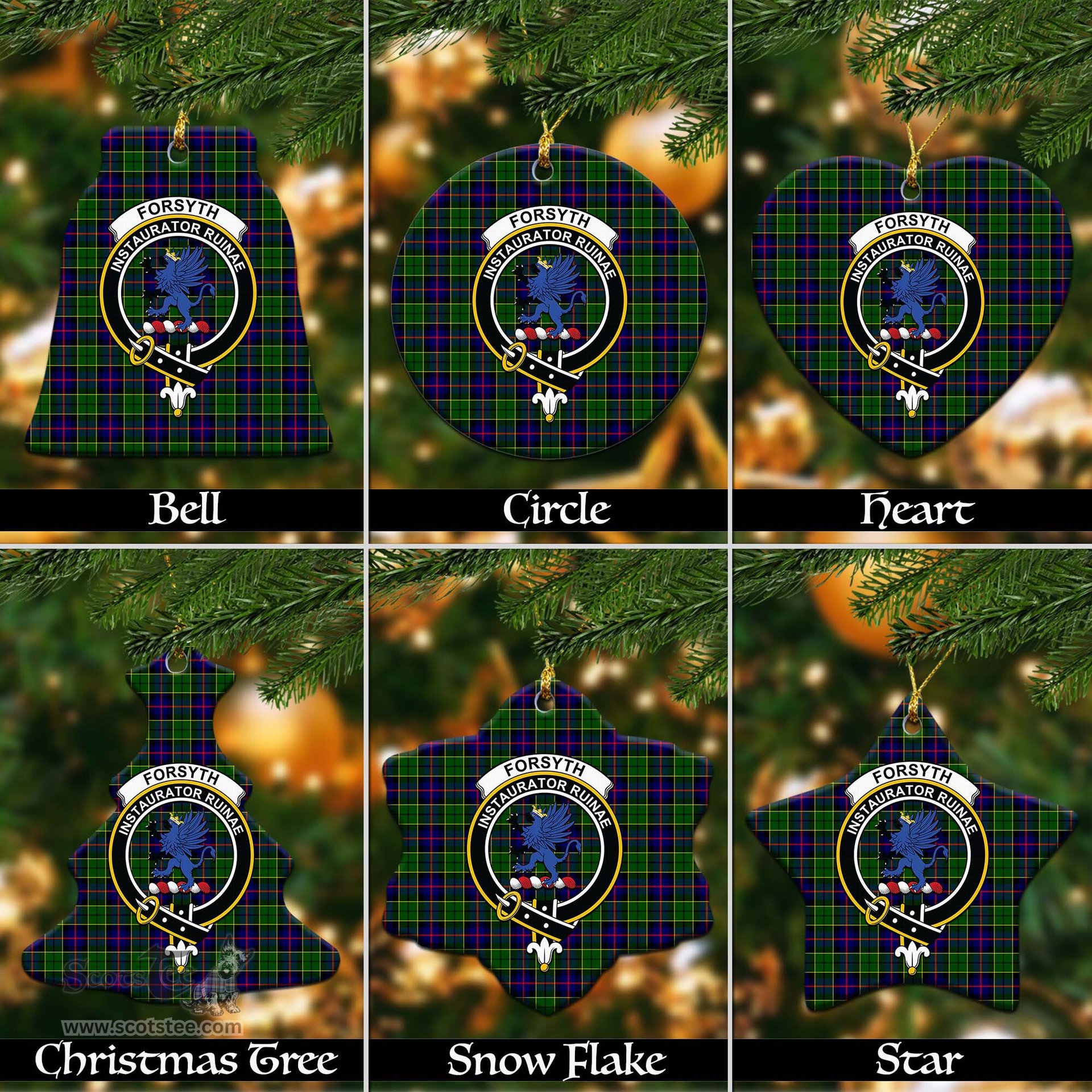 ScotsTee Shop Scottish Forsyth Modern Clan Crest Tartan Christmas Ornaments
