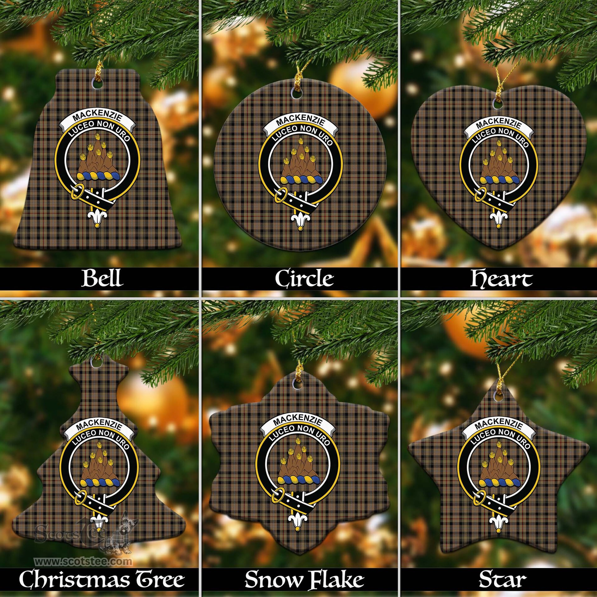 ScotsTee Shop Scottish MacKenzie Hunting Clan Crest Tartan Christmas Ornaments
