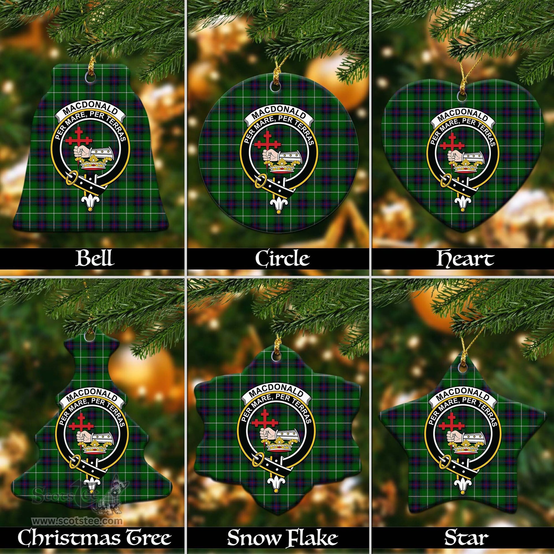 ScotsTee Shop Scottish MacDonald of The Isles Clan Crest Tartan Christmas Ornaments