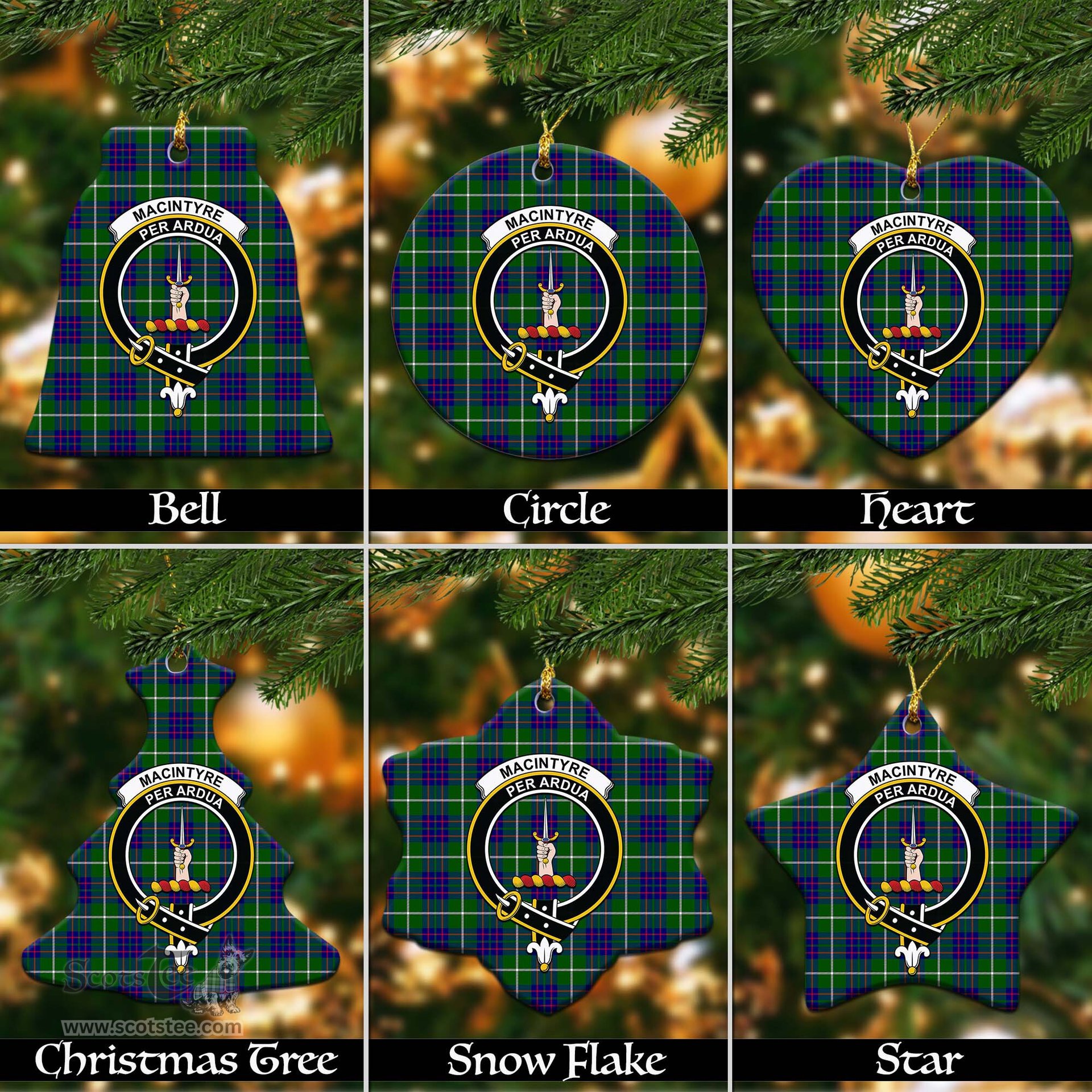 ScotsTee Shop Scottish MacIntyre Hunting Modern Clan Crest Tartan Christmas Ornaments