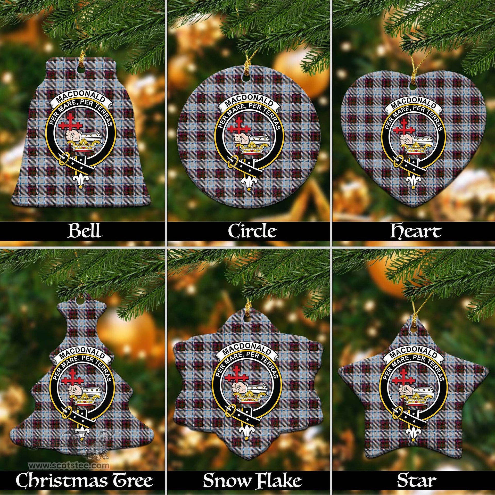 ScotsTee Shop Scottish MacDonald Dress Ancient Clan Crest Tartan Christmas Ornaments