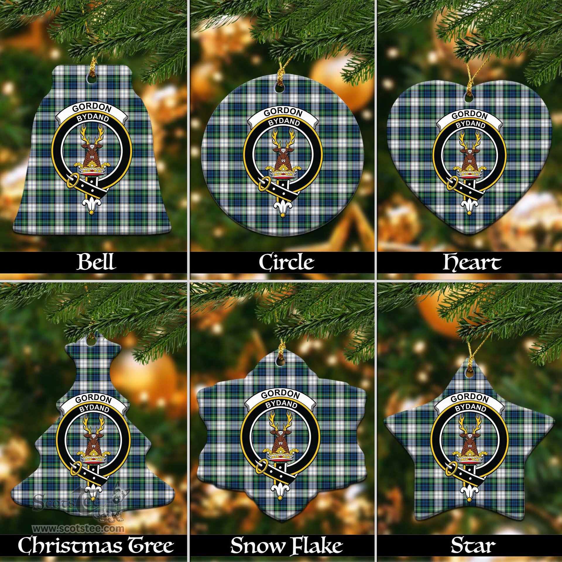ScotsTee Shop Scottish Gordon Dress Ancient Clan Crest Tartan Christmas Ornaments