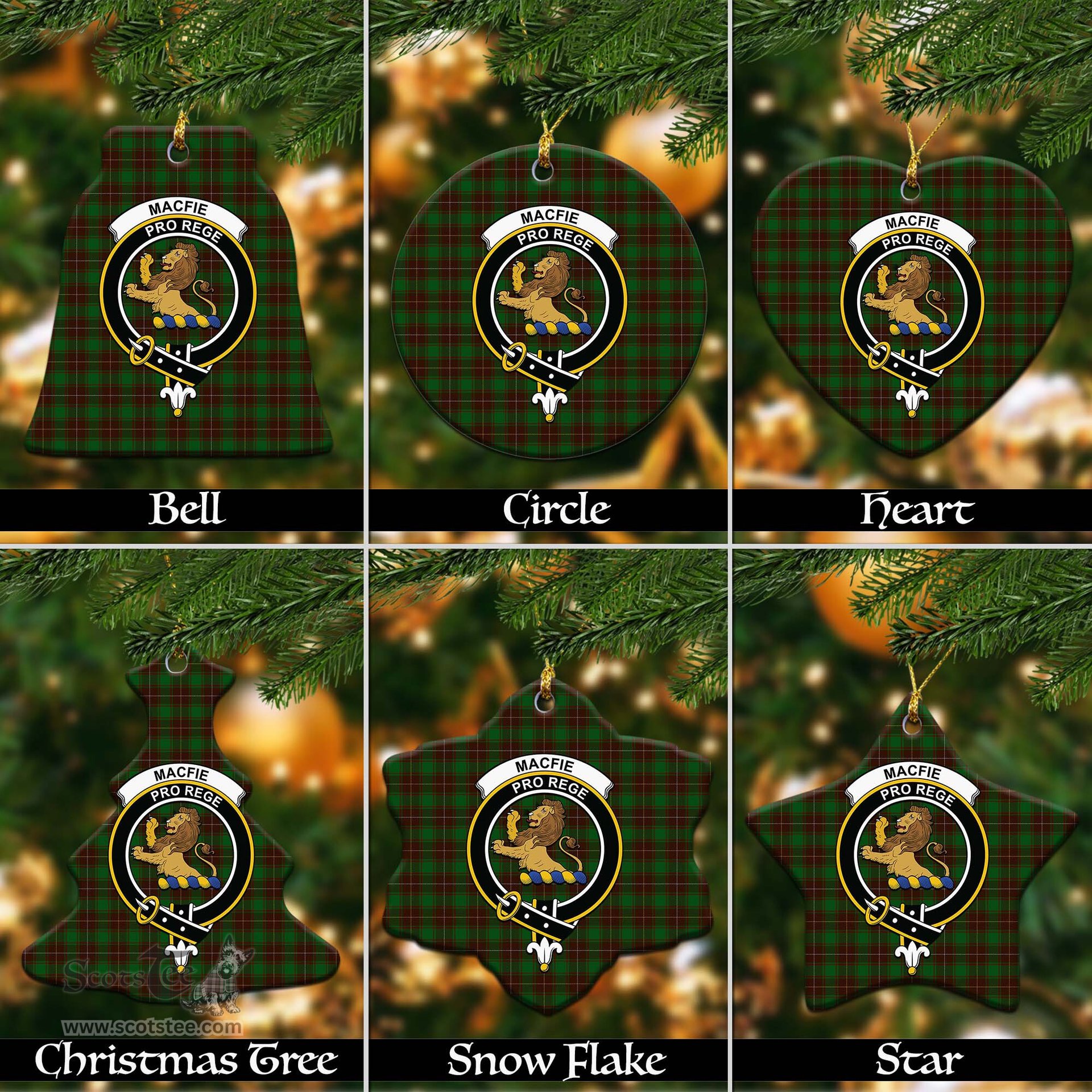 ScotsTee Shop Scottish MacFie Hunting Clan Crest Tartan Christmas Ornaments