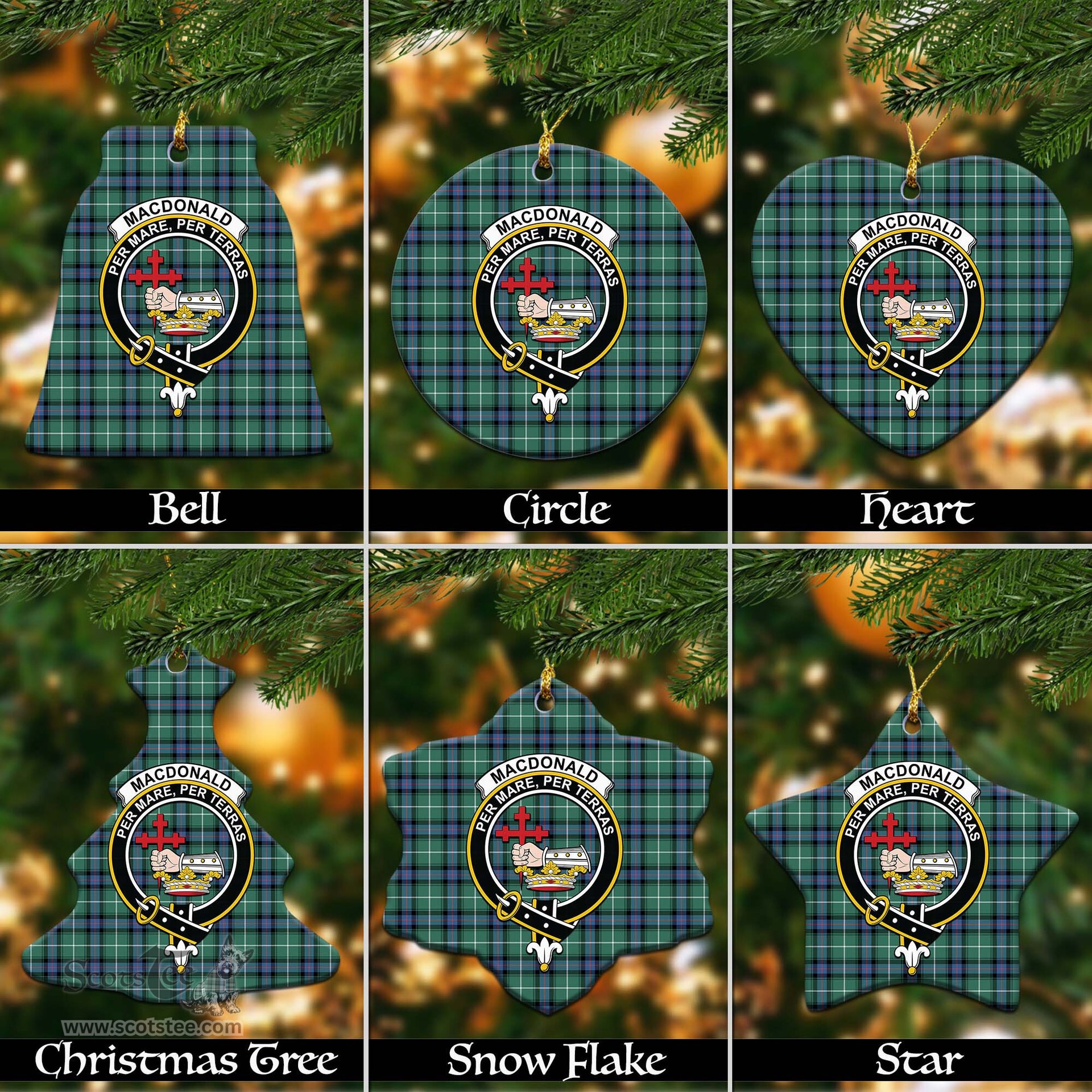 ScotsTee Shop Scottish MacDonald of the Isles Hunting Ancient Clan Crest Tartan Christmas Ornaments