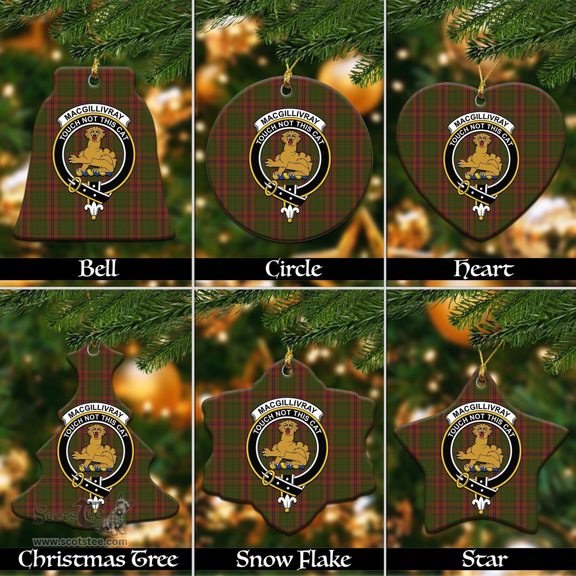 ScotsTee Shop Scottish MacGillivray Hunting Clan Crest Tartan Christmas Ornaments