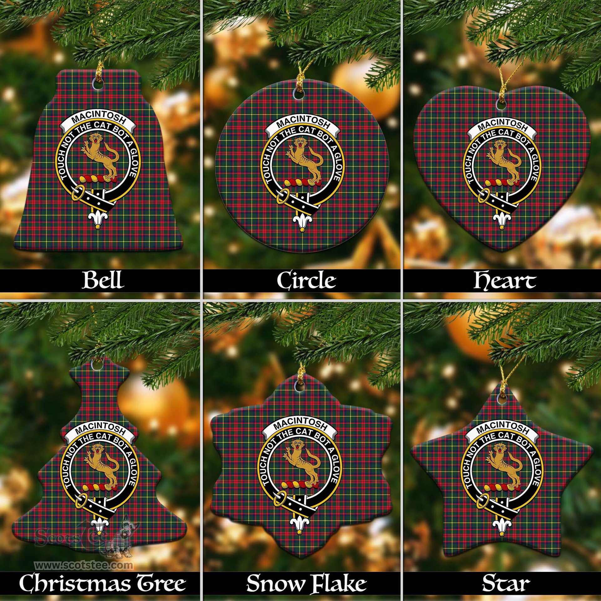 ScotsTee Shop Scottish MacIntosh Hunting Modern Clan Crest Tartan Christmas Ornaments