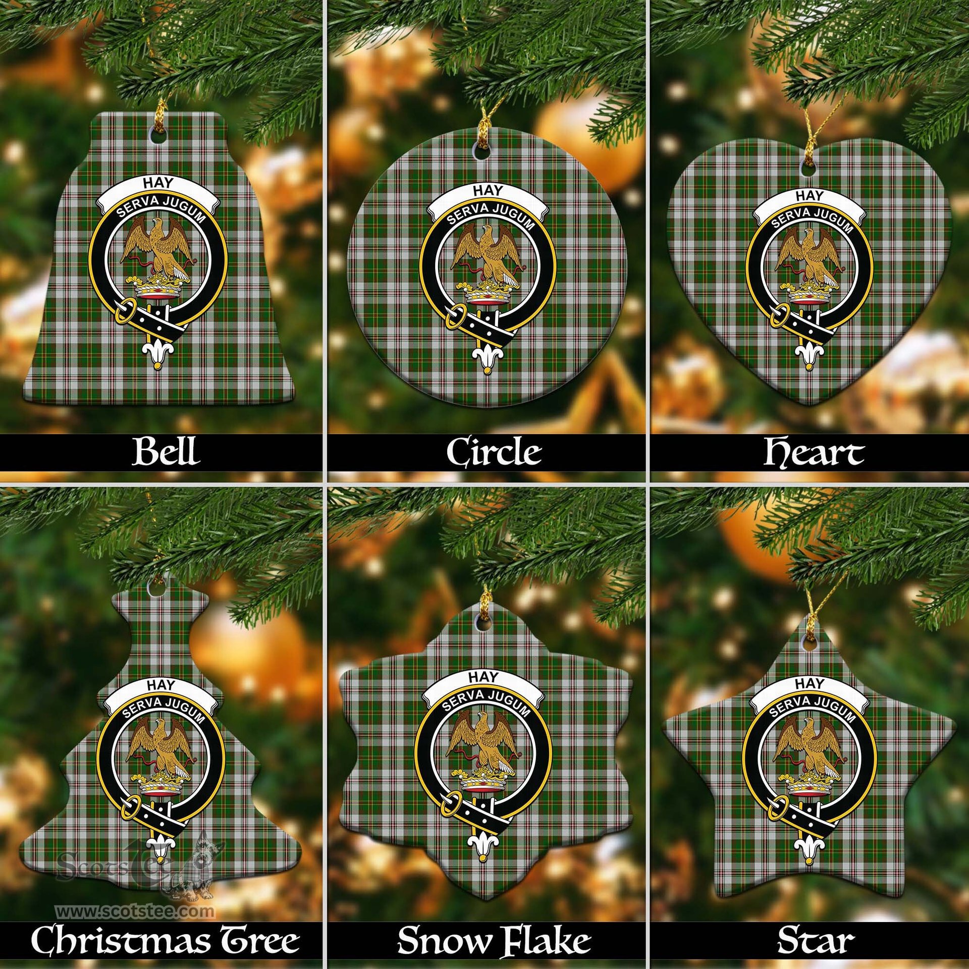 ScotsTee Shop Scottish Hay White Dress Clan Crest Tartan Christmas Ornaments