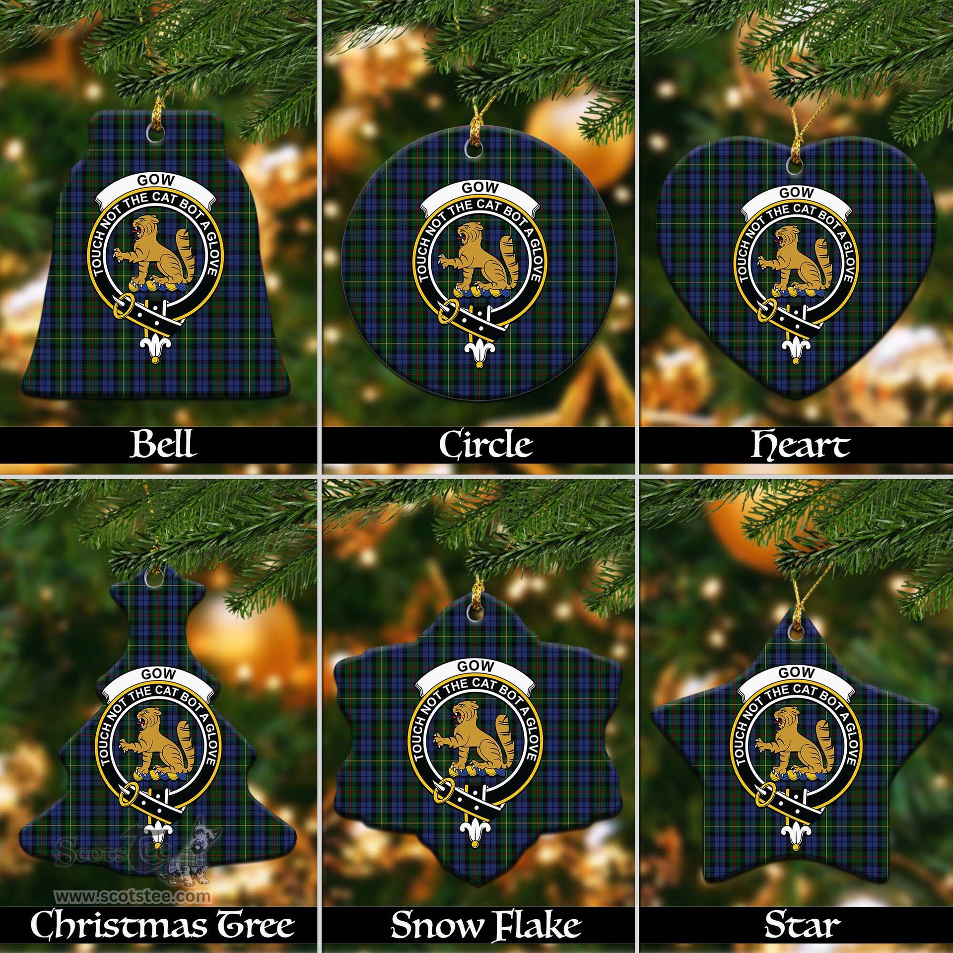 ScotsTee Shop Scottish Gow Hunting Clan Crest Tartan Christmas Ornaments