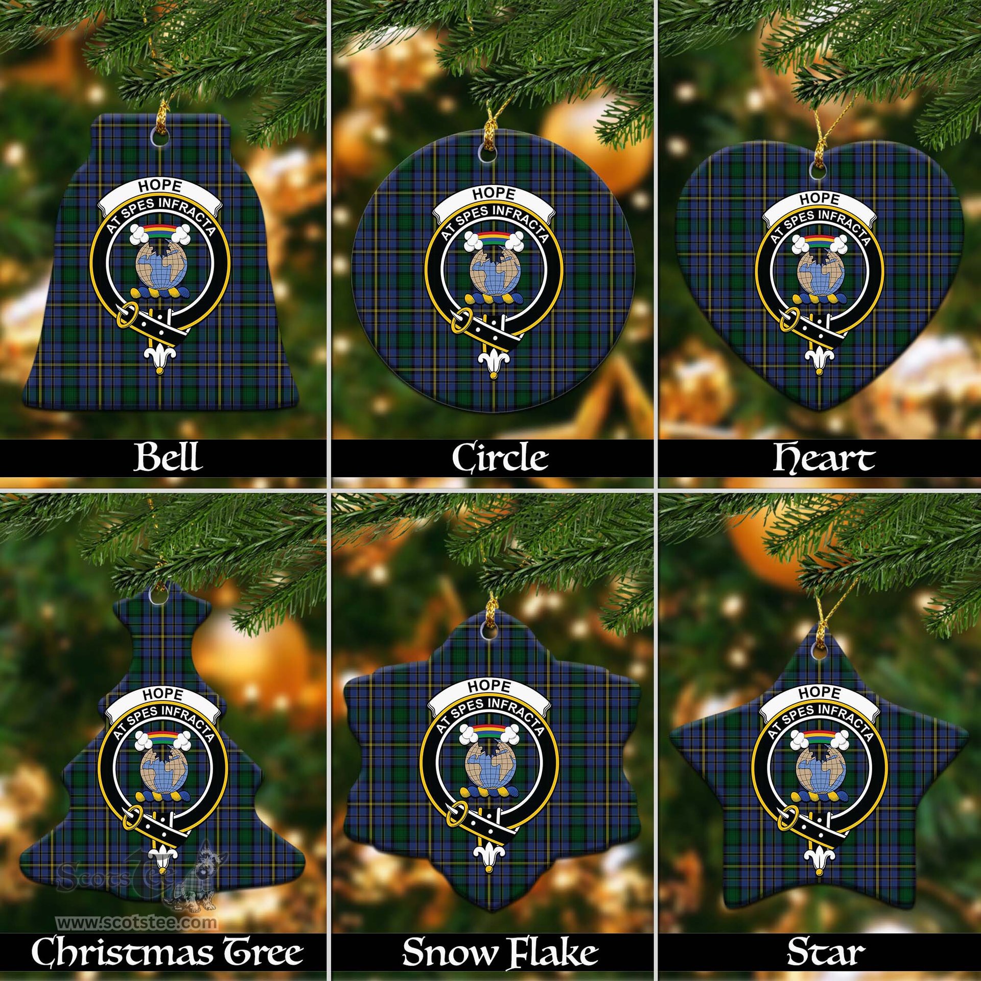 ScotsTee Shop Scottish Hope Clan Originaux Clan Crest Tartan Christmas Ornaments