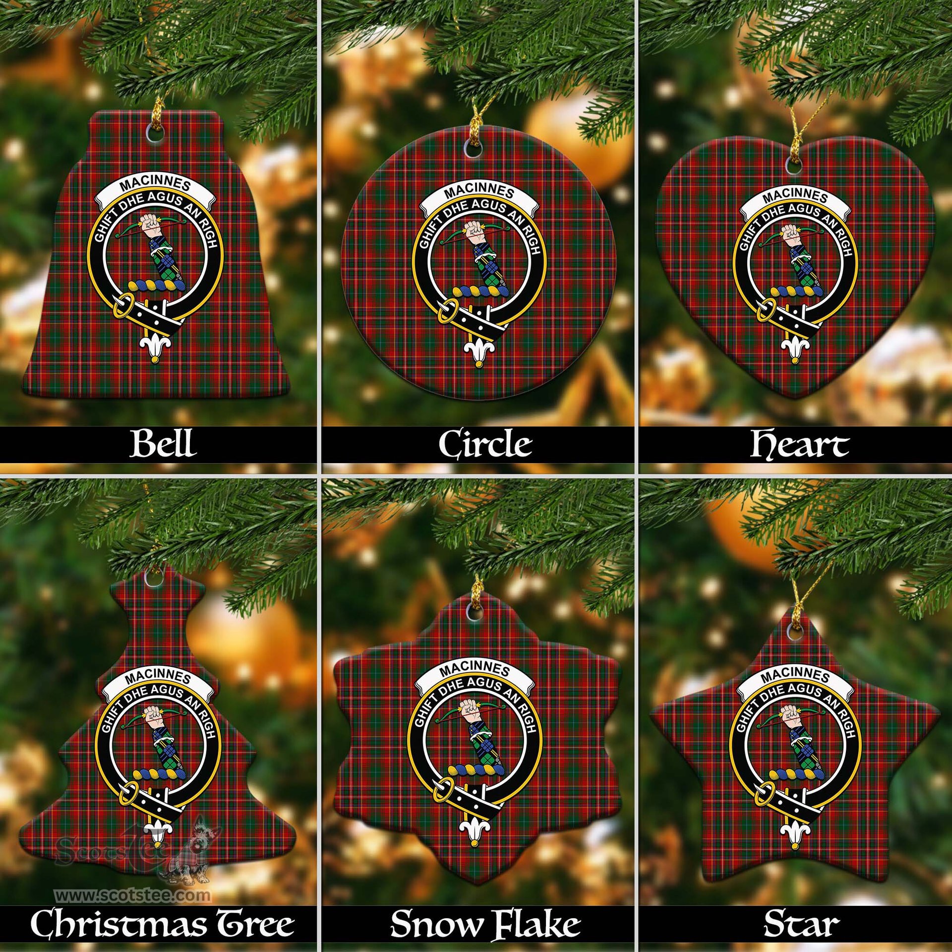 ScotsTee Shop Scottish MacInnes Hastie Clan Crest Tartan Christmas Ornaments