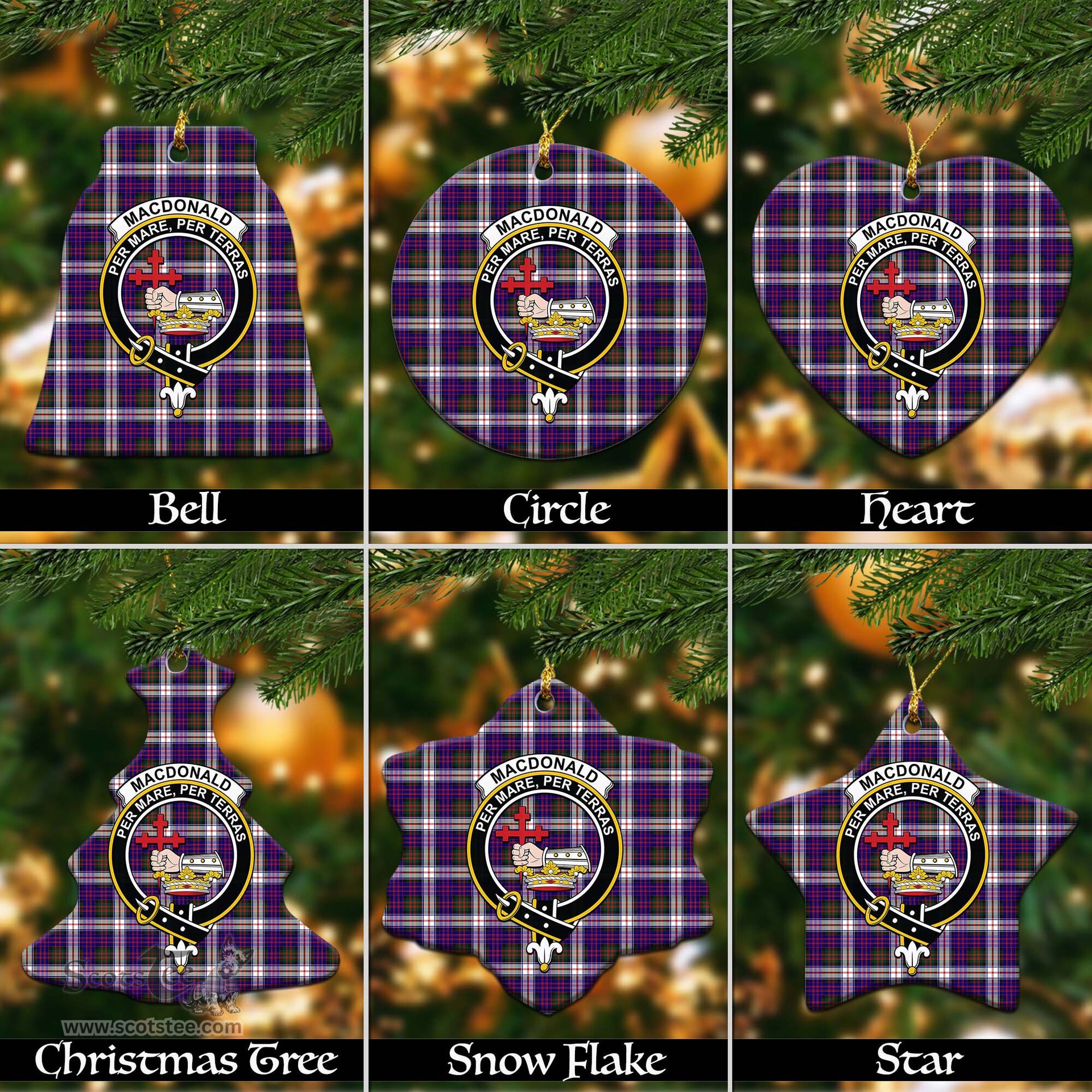 ScotsTee Shop Scottish MacDonald Dress Modern Clan Crest Tartan Christmas Ornaments