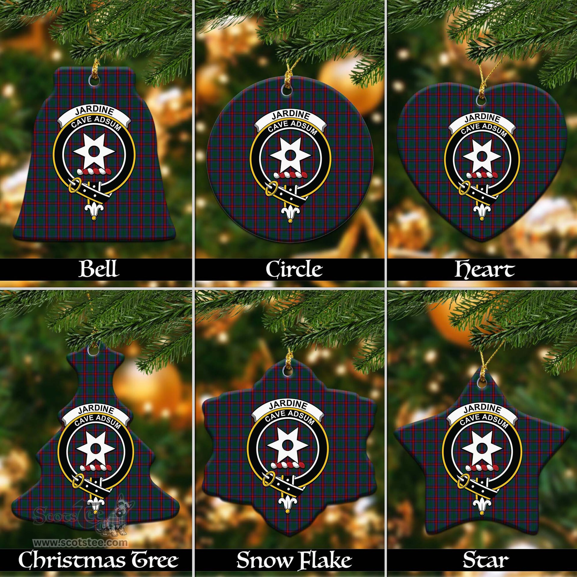 ScotsTee Shop Scottish Jardine Dress Clan Crest Tartan Christmas Ornaments