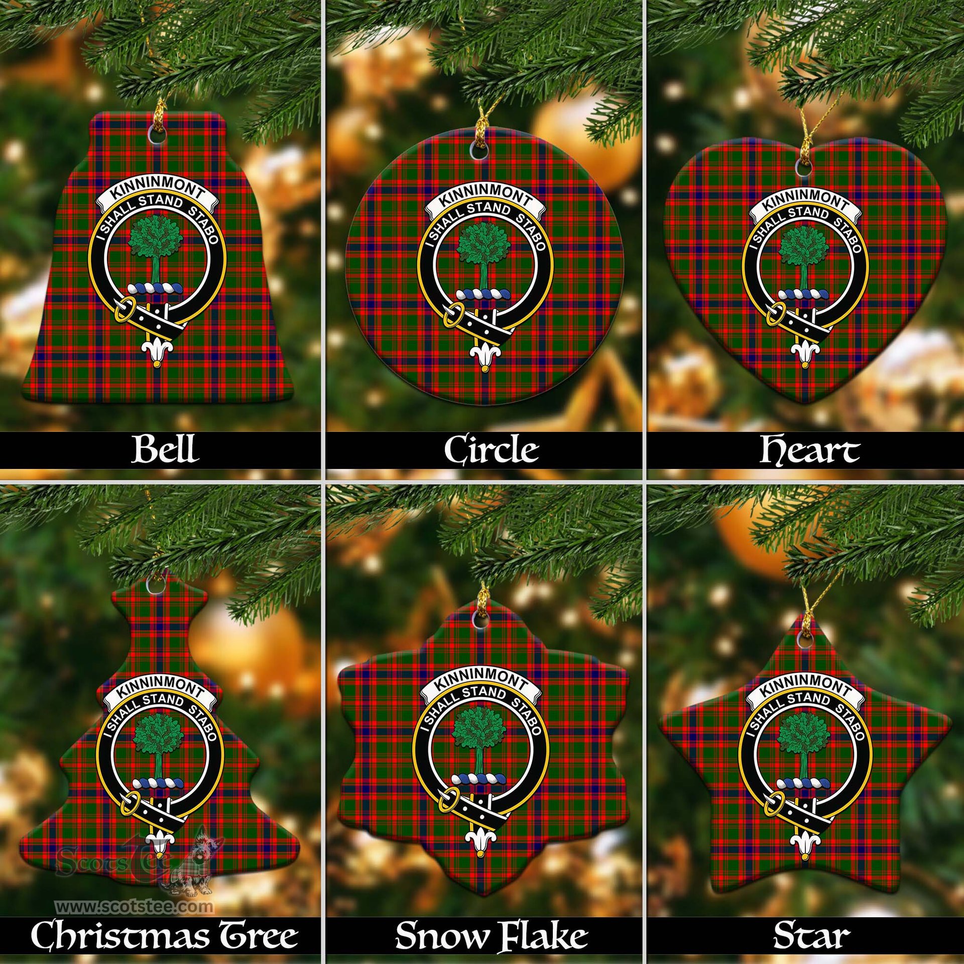 ScotsTee Shop Scottish Kinninmont Clan Crest Tartan Christmas Ornaments