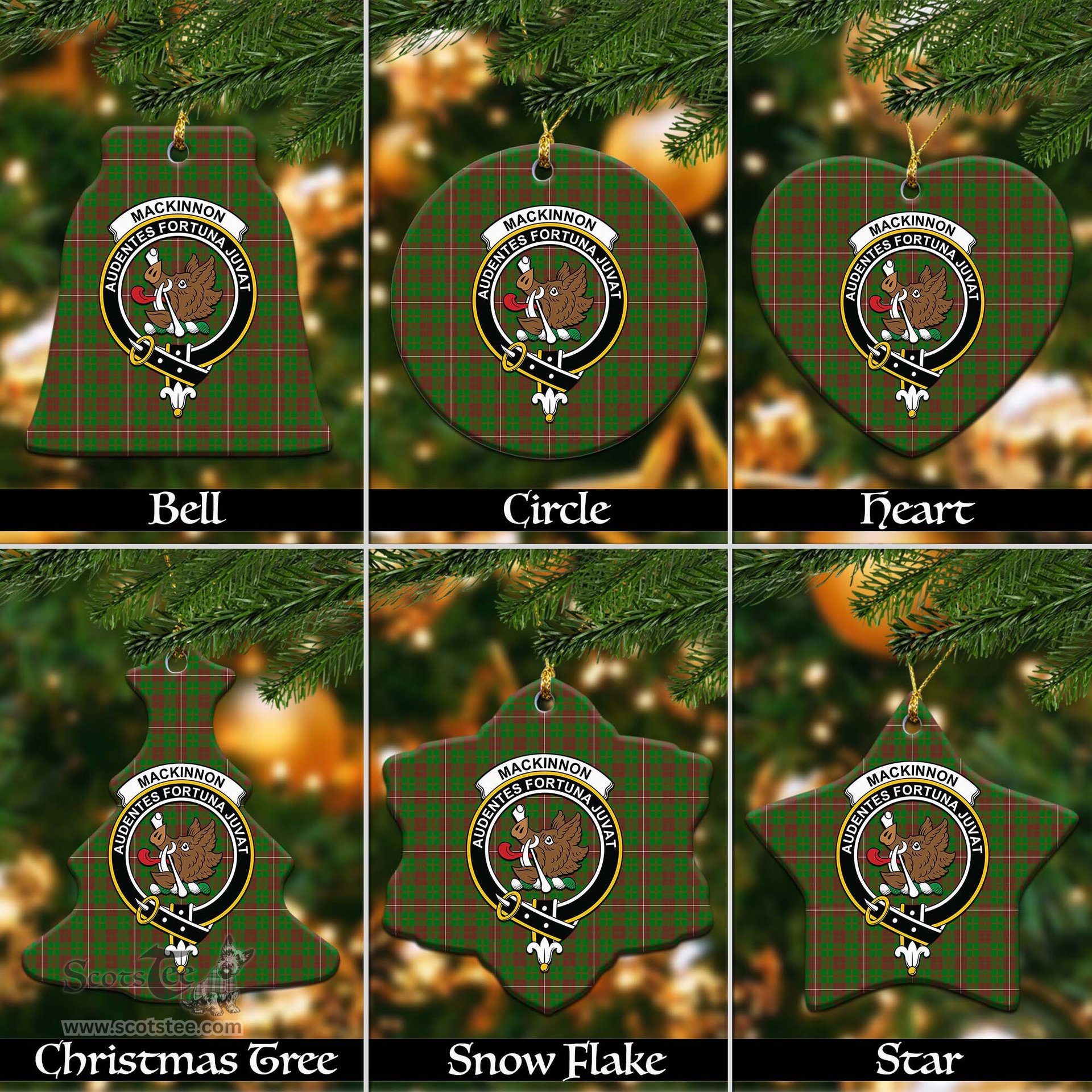 ScotsTee Shop Scottish MacKinnon Hunting Modern Clan Crest Tartan Christmas Ornaments