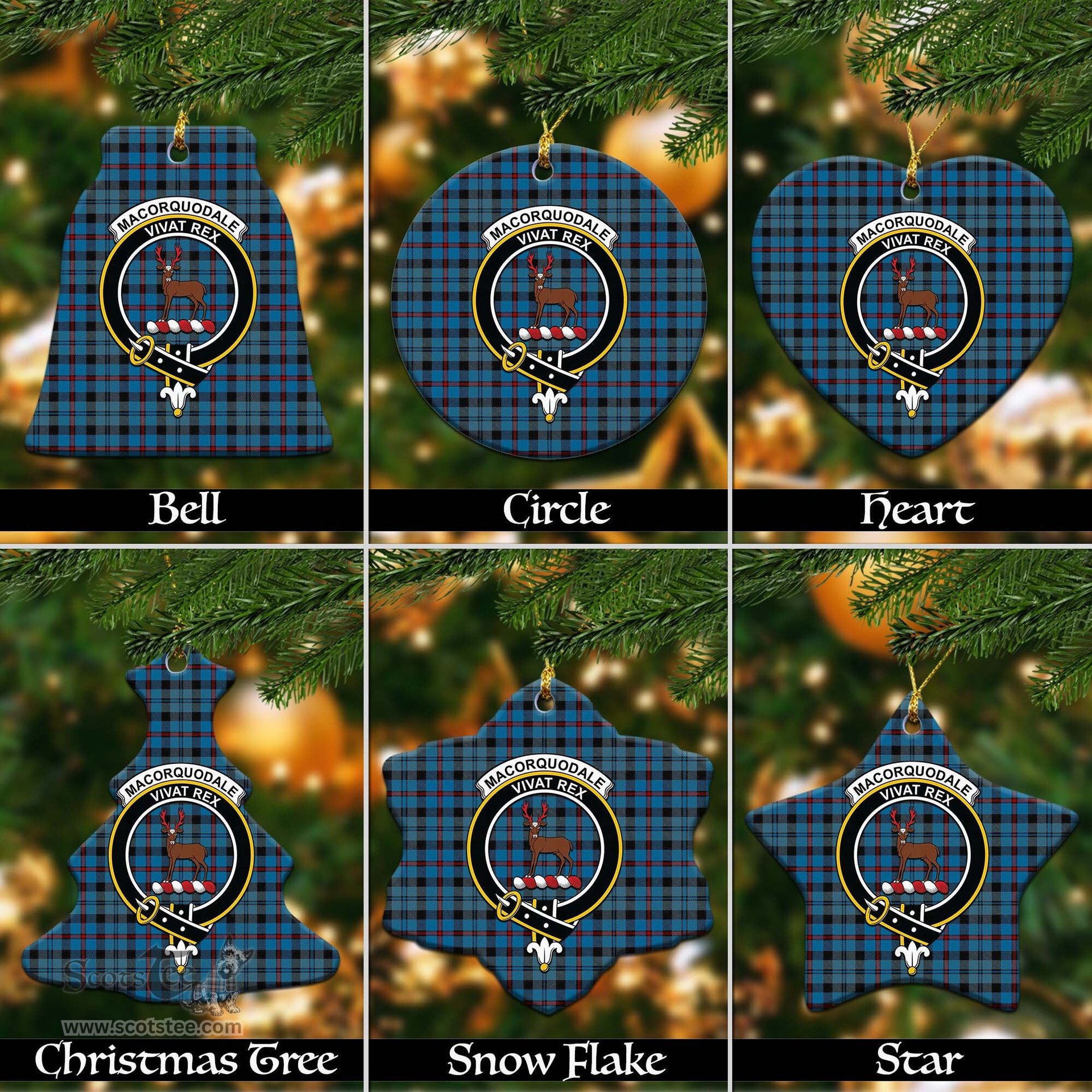 ScotsTee Shop Scottish MacCorquodale Clan Crest Tartan Christmas Ornaments