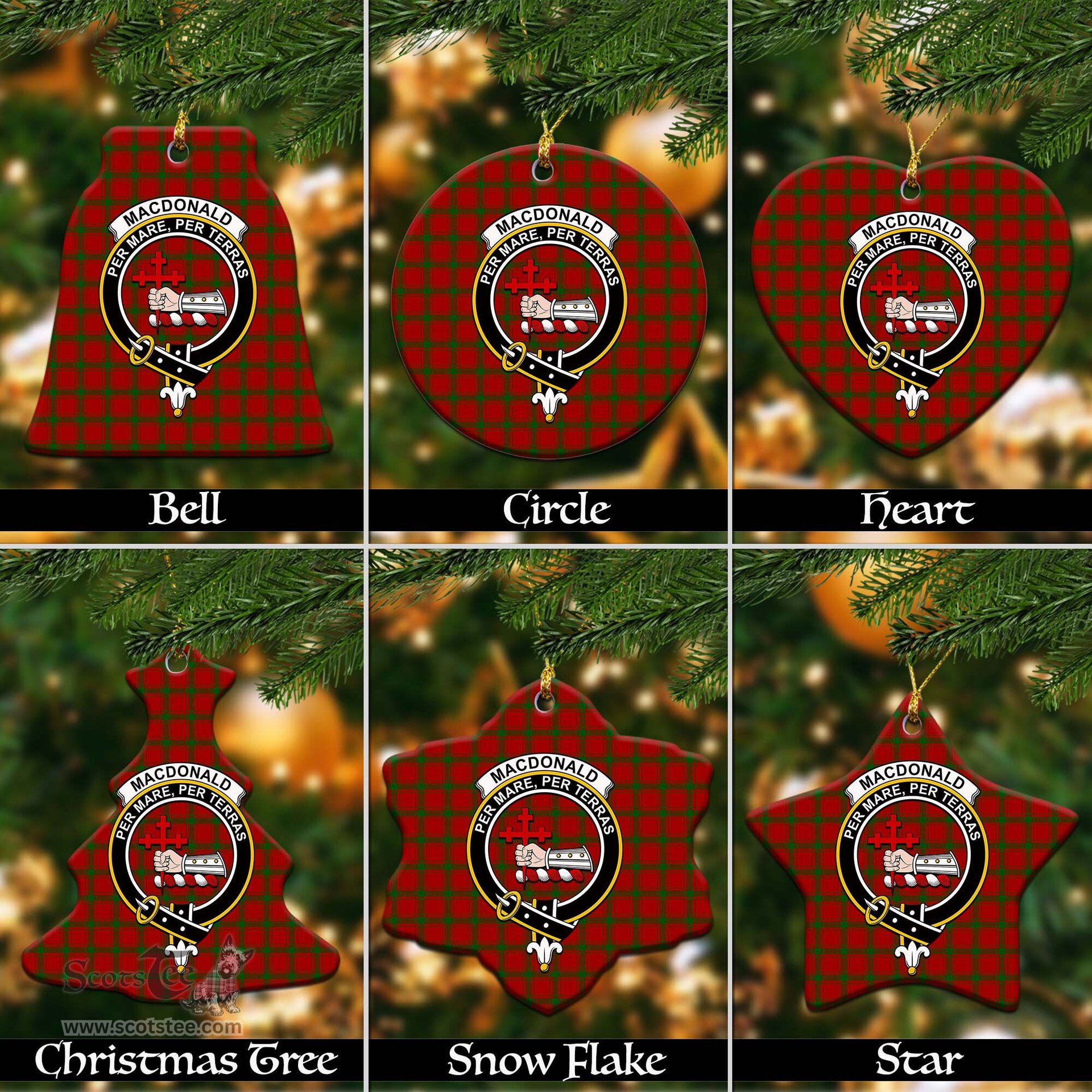 ScotsTee Shop Scottish MacDonald of Sleat Clan Crest Tartan Christmas Ornaments