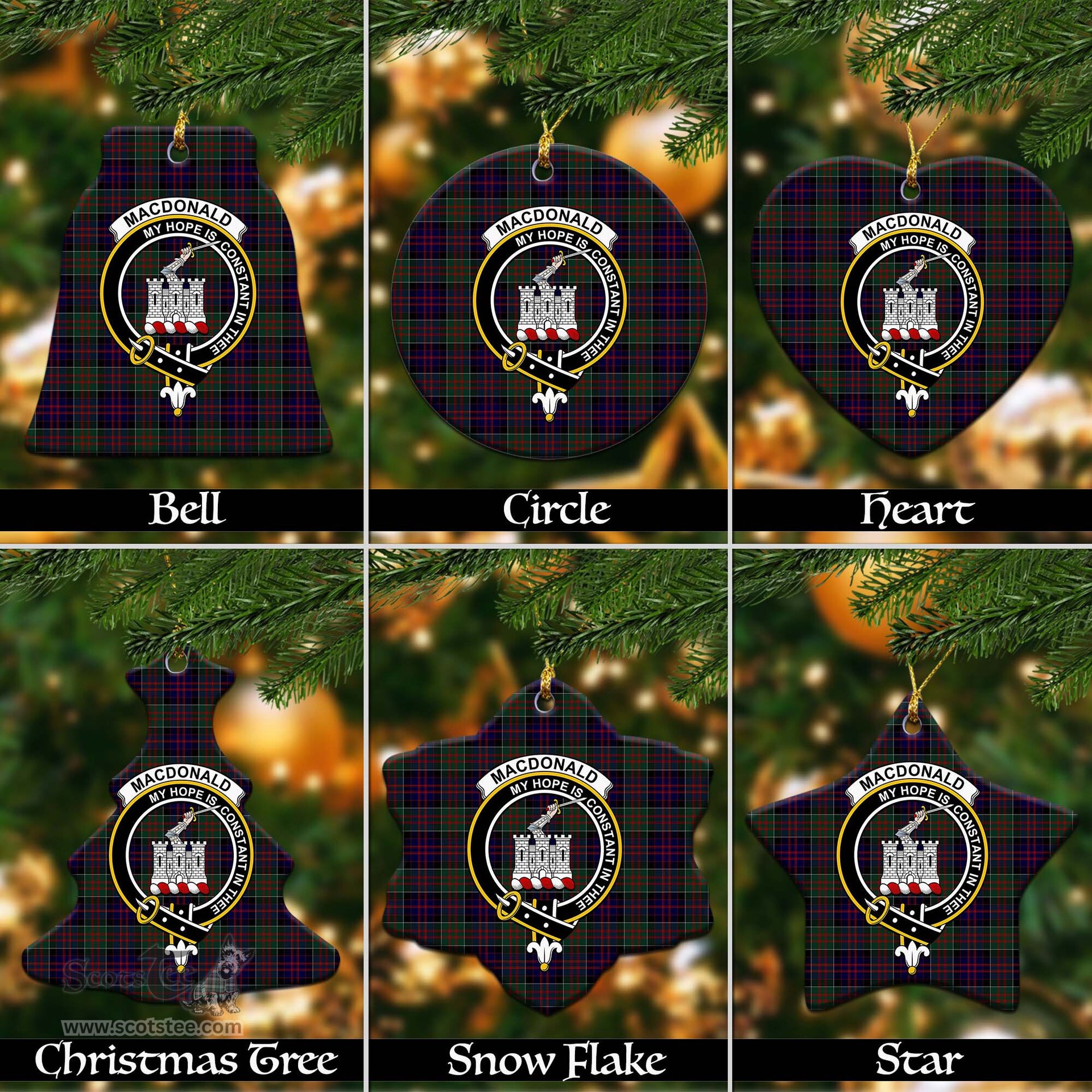 ScotsTee Shop Scottish MacDonald of Clan Ranald Clan Crest Tartan Christmas Ornaments
