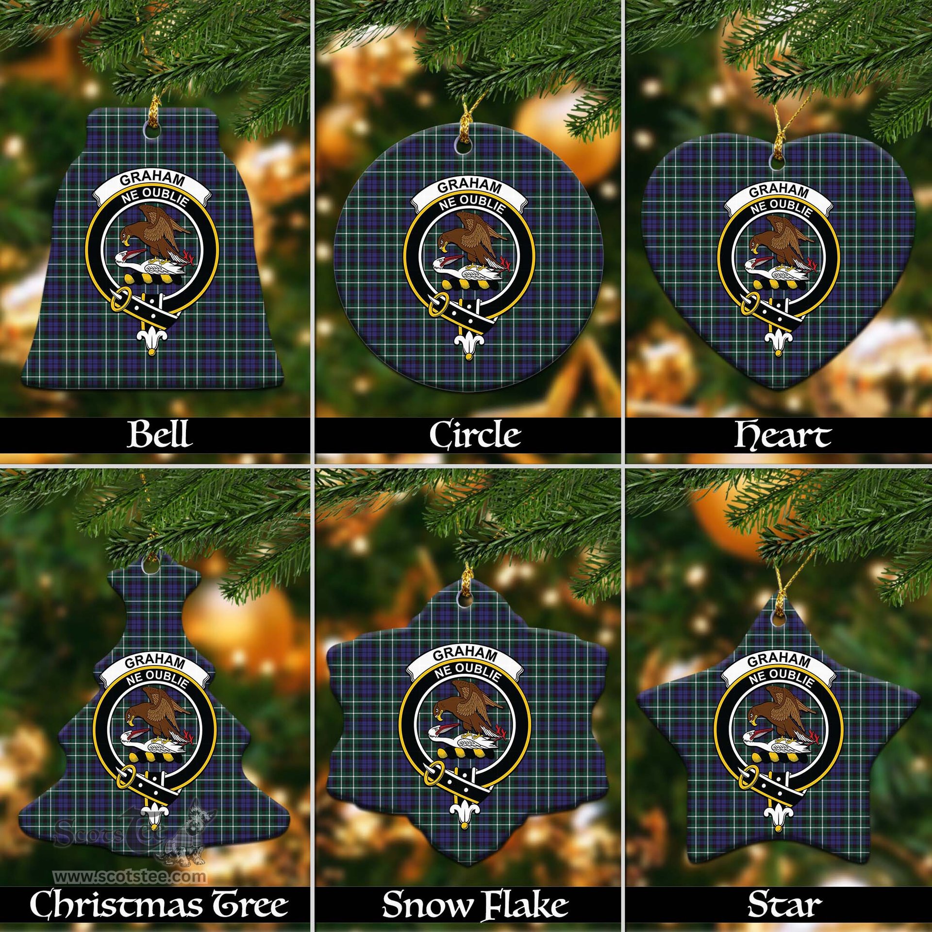 ScotsTee Shop Scottish Graham of Montrose Modern Clan Crest Tartan Christmas Ornaments