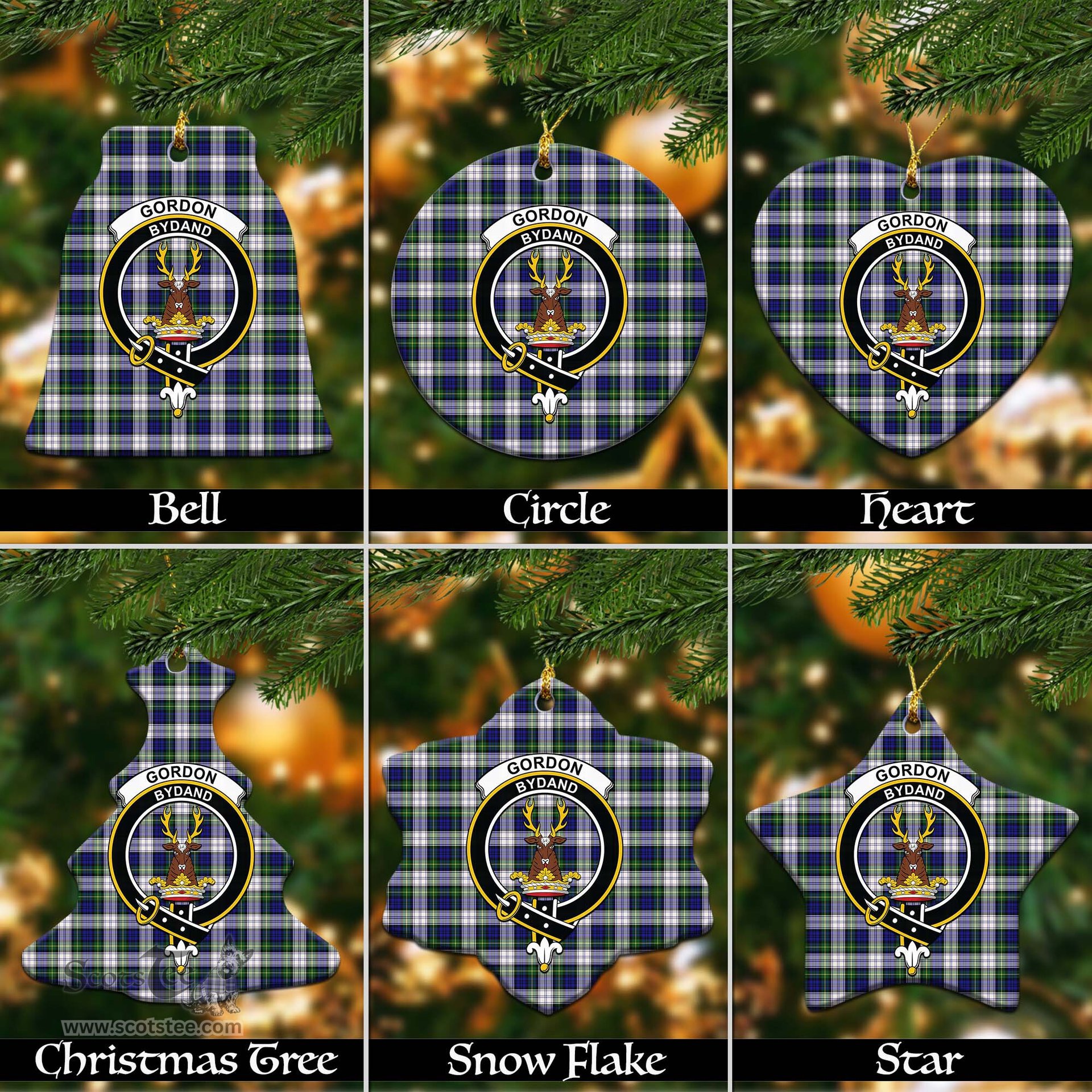 ScotsTee Shop Scottish Gordon Dress Modern Clan Crest Tartan Christmas Ornaments