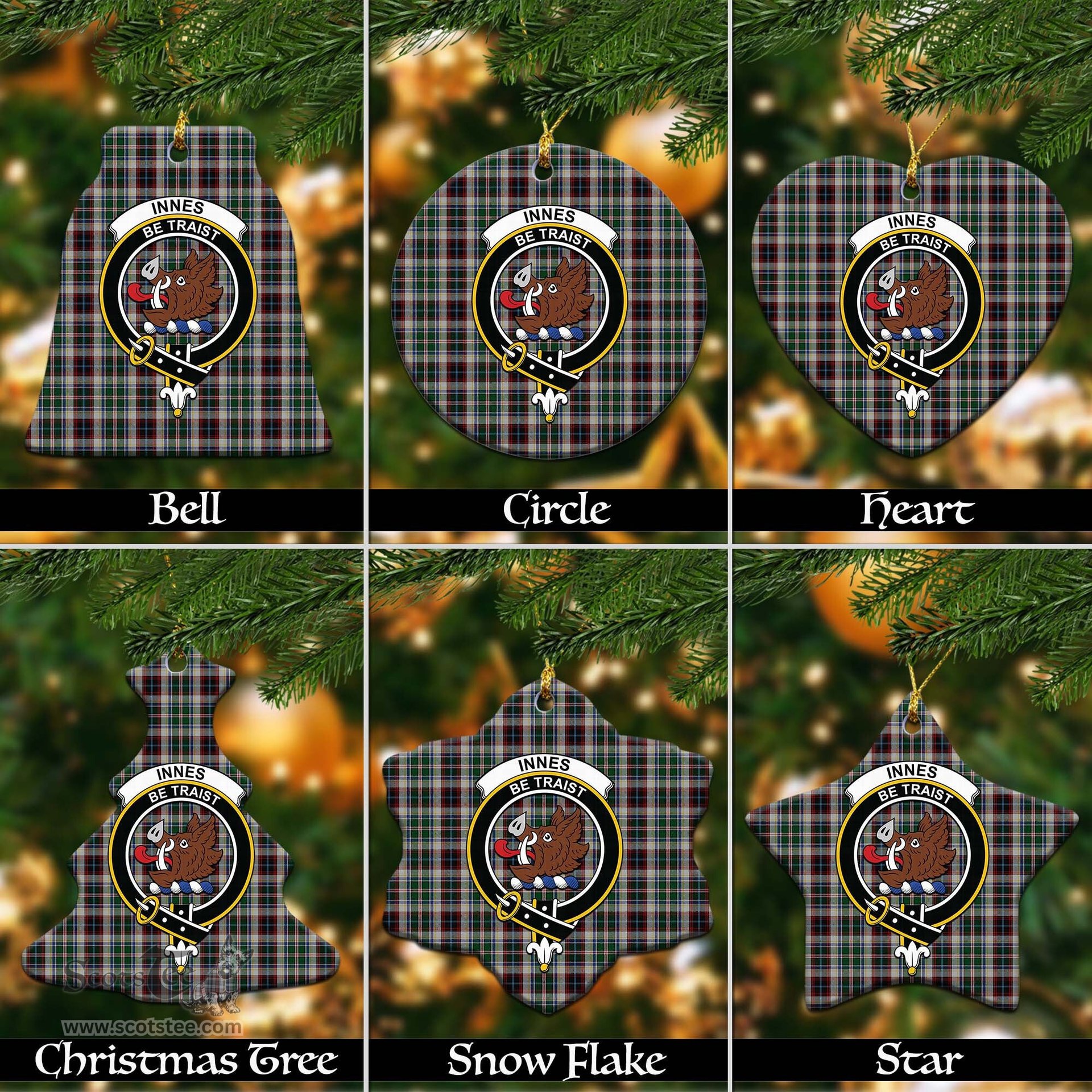 ScotsTee Shop Scottish Innes Dress Clan Crest Tartan Christmas Ornaments