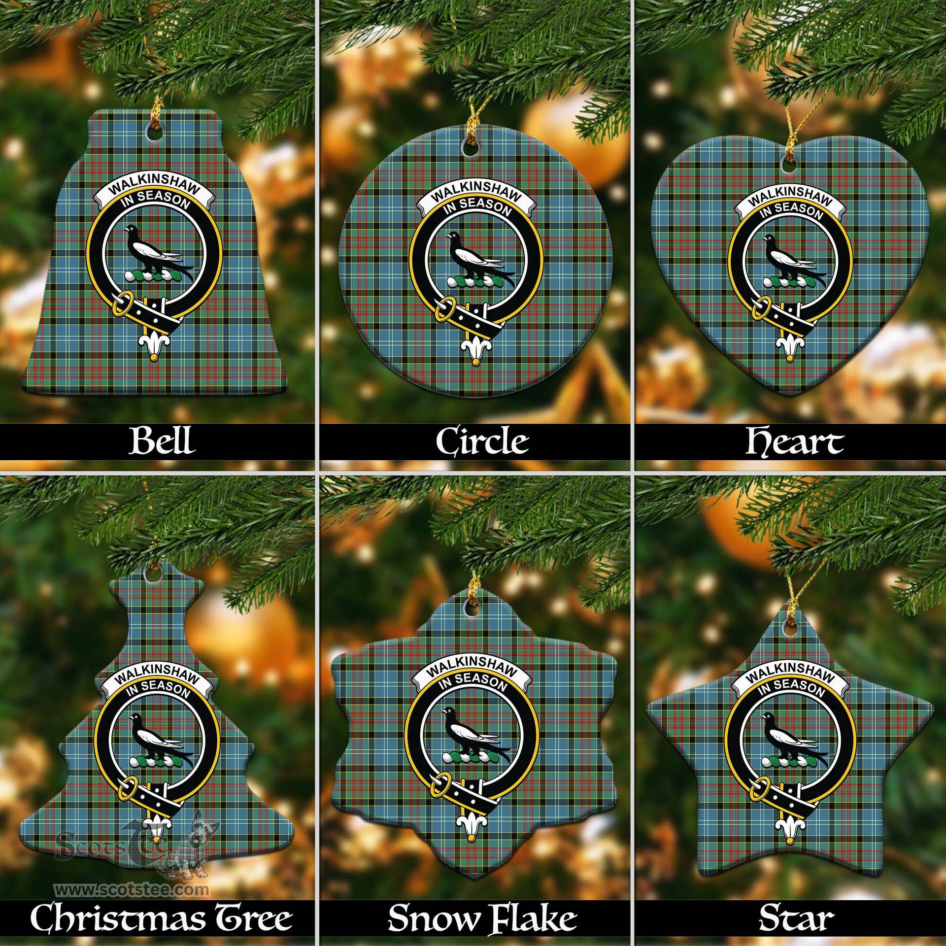 ScotsTee Shop Scottish Walkinshaw Clan Crest Tartan Christmas Ornaments