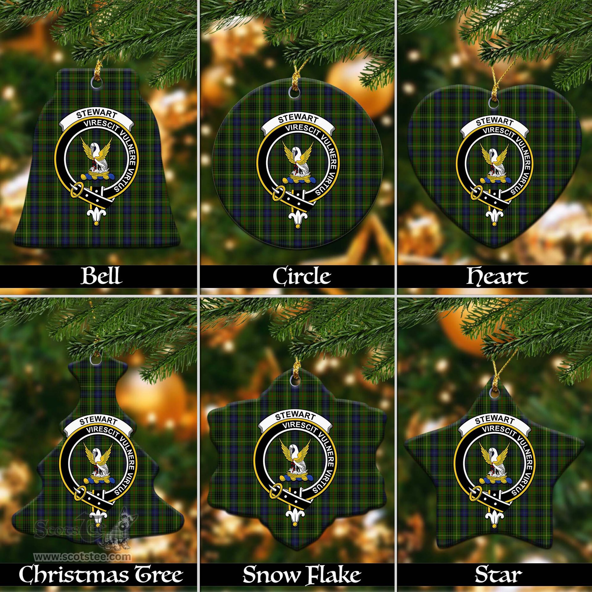 ScotsTee Shop Scottish Stewart Hunting Clan Crest Tartan Christmas Ornaments