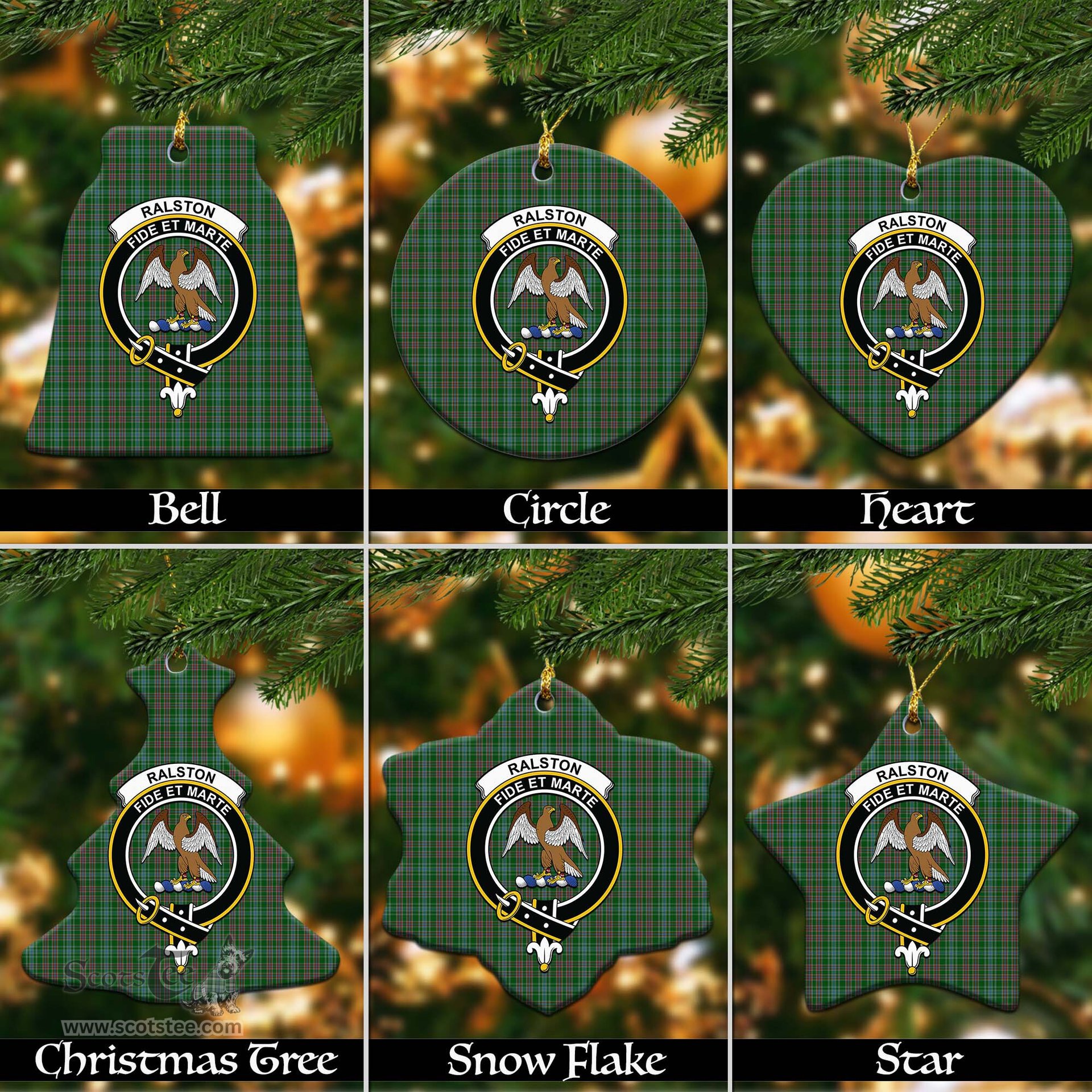 ScotsTee Shop Scottish Ralston USA Clan Crest Tartan Christmas Ornaments