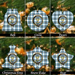 ScotsTee Shop Scottish Stewart Muted Blue Clan Crest Tartan Christmas Ornaments